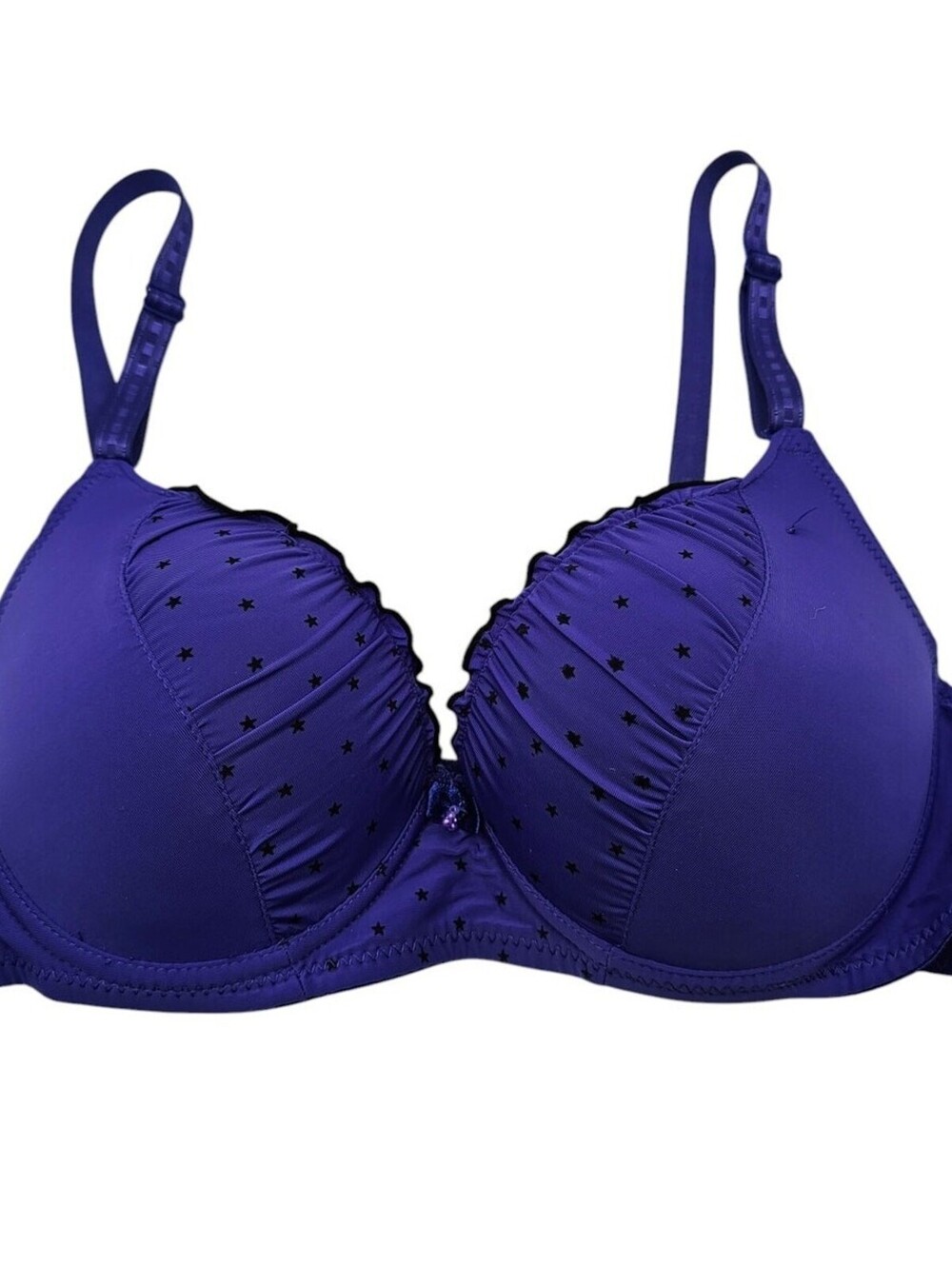 Vintage Y2K Womens Sz 36B Padded Push Up Bra Purple w/ Star Print